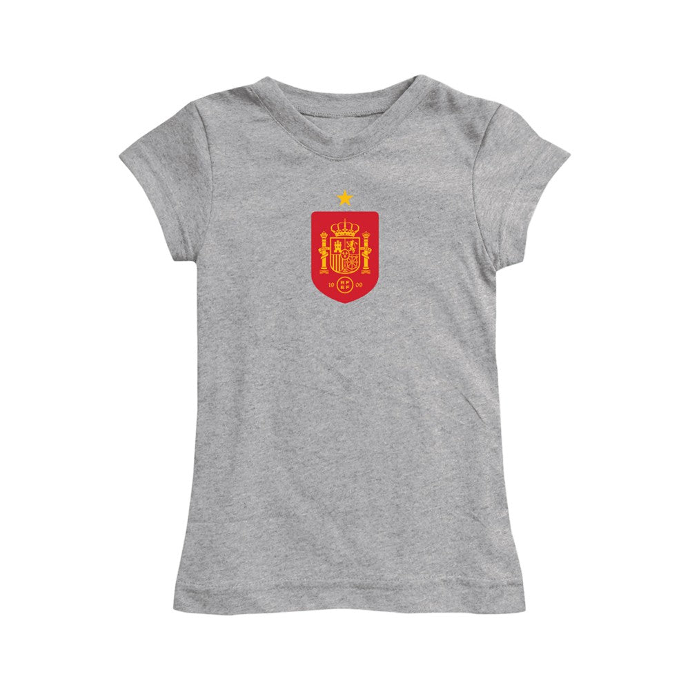Spain National Team Vive La Fete Girls Youth Color Badge Fitted T-Shirt Gray - FIFA World CUP