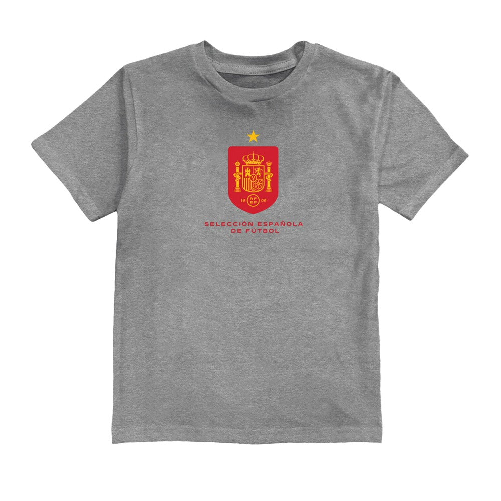 Spain National Team Vive La Fete Youth Color Badge T-Shirt Gray - FIFA World CUP
