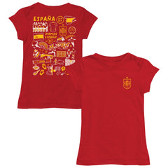 Spain National Team Vive La Fete Girls Youth Impressions Artwork Fitted T-Shirt Red - FIFA World CUP
