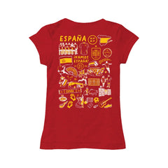 Spain National Team Vive La Fete Girls Youth Impressions Artwork Fitted T-Shirt Red - FIFA World CUP