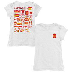 Spain National Team Vive La Fete Girls Youth Impressions Artwork Fitted T-Shirt White - FIFA World CUP