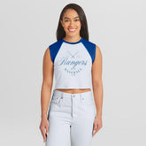 Texas Rangers WEAR by Erin Andrews Women's Cooperstown Cropped Raglan Tank Top - MLB