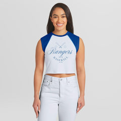 Texas Rangers WEAR by Erin Andrews Women's Cooperstown Cropped Raglan Tank Top - MLB
