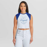 Kansas City Royals WEAR by Erin Andrews Women's Cooperstown Cropped Raglan Tank Top - MLB