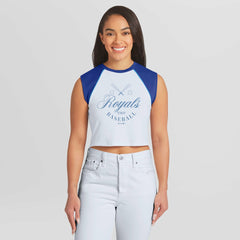 Kansas City Royals WEAR by Erin Andrews Women's Cooperstown Cropped Raglan Tank Top - MLB