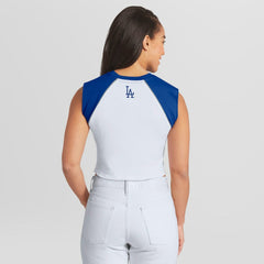 Los Angeles Dodgers WEAR by Erin Andrews Women's Cooperstown Cropped Raglan Tank Top - MLB