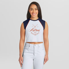 Houston Astros WEAR by Erin Andrews Women's Cooperstown Cropped Raglan Tank Top - MLB