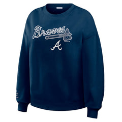 Atlanta Braves WEAR by Erin Andrews Women's Heavyweight Crew Neck Sweatshirt - MLB