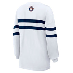 Houston Astros WEAR by Erin Andrews Women's Oversized Long Sleeve Striped T-Shirt - MLB