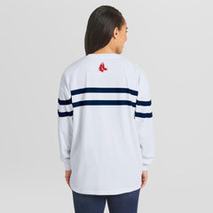 Boston Red Sox WEAR by Erin Andrews Women's Oversized Long Sleeve Striped T-Shirt - MLB