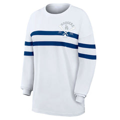 Los Angeles Dodgers WEAR by Erin Andrews Women's Oversized Long Sleeve Striped T-Shirt - MLB
