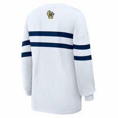 Milwaukee Brewers WEAR by Erin Andrews Women's Oversized Long Sleeve Striped T-Shirt - MLB
