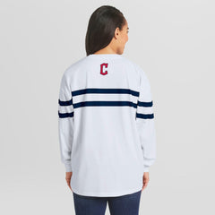 Cleveland Guardians WEAR by Erin Andrews Women's Oversized Long Sleeve Striped T-Shirt - MLB