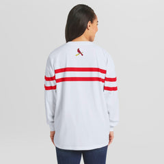 St. Louis Cardinals WEAR by Erin Andrews Women's Oversized Long Sleeve Striped T-Shirt - MLB