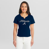 Atlanta Braves WEAR by Erin Andrews Women's Notch Neck Cropped T-Shirt - MLB