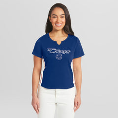 Chicago Cubs WEAR by Erin Andrews Women's Notch Neck Cropped T-Shirt - MLB