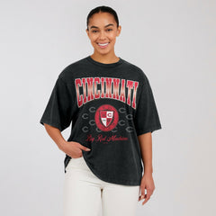 Cincinnati Reds WEAR by Erin Andrews Women's Oversized Boyfriend T-Shirt - MLB