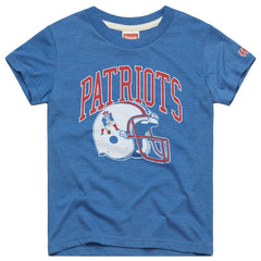 New England Patriots Homage Youth Helmet Retro Tri-Blend T-Shirt Royal | NFL