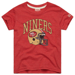 San Francisco 49ers Homage Youth Helmet Retro Tri-Blend T-Shirt Scarlet | NFL