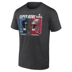 New England Patriots vs. Seattle Seahawks Super Bowl LX Big & Tall Final Battle Dueling T-Shirt Heather Charcoal | Fanatics