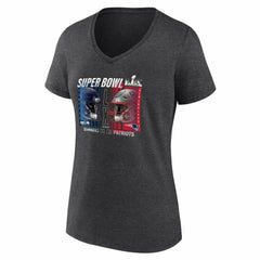 New England Patriots vs. Seattle Seahawks Women's Super Bowl LX Matchup Plus Size Final Battle V-Neck T-Shirt Heather Charcoal | Fanatics