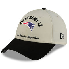 New England Patriots New Era Super Bowl LX 9FORTY Adjustable Hat Cream/Black | NFL