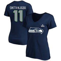 Jaxon Smith-Njigba Seattle Seahawks Women's Super Bowl LX Patch Plus Size Name & Number V-Neck T-Shirt College Navy | Fanatics