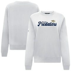 Nashville Predators Levelwear Women's Yvette Big Script Tri-Blend Sweatshirt - White - NHL