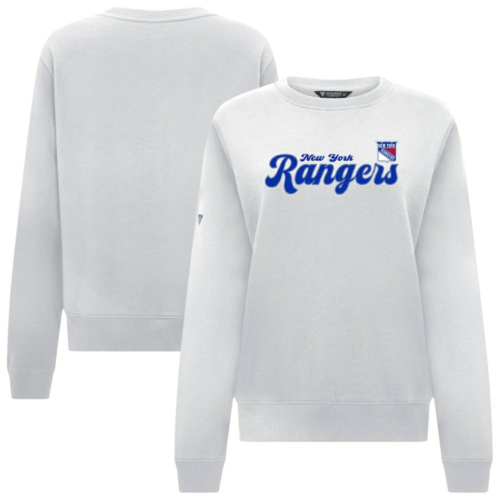 New York Rangers Levelwear Women's Yvette Big Script Tri-Blend Sweatshirt - White - NHL