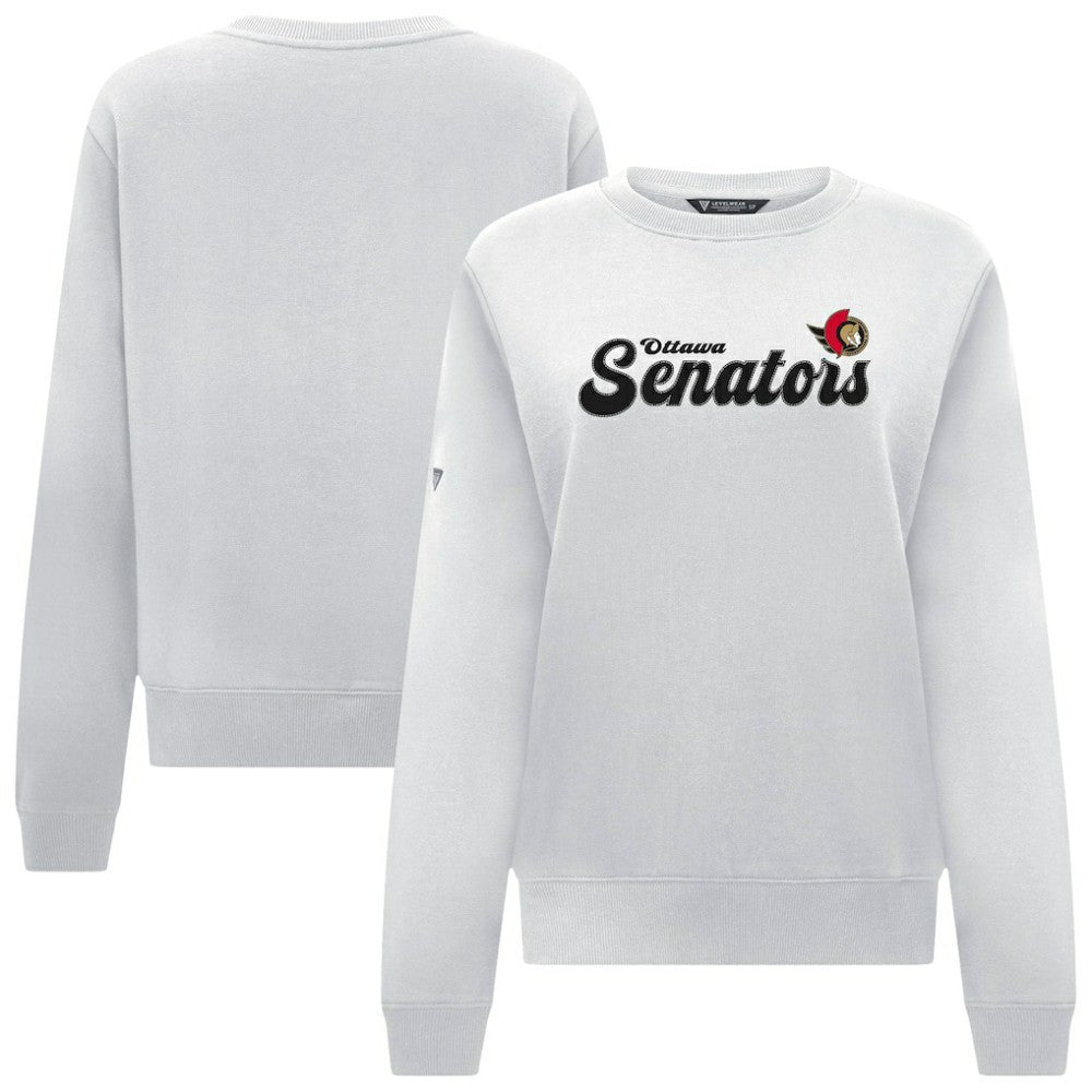 Ottawa Senators Levelwear Women's Yvette Big Script Tri-Blend Sweatshirt - White - NHL