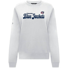 Columbus Blue Jackets Levelwear Women's Yvette Big Script Tri-Blend Sweatshirt - White - NHL