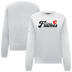 Calgary Flames Levelwear Women's Yvette Big Script Tri-Blend Sweatshirt - White - NHL