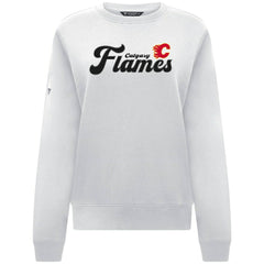 Calgary Flames Levelwear Women's Yvette Big Script Tri-Blend Sweatshirt - White - NHL