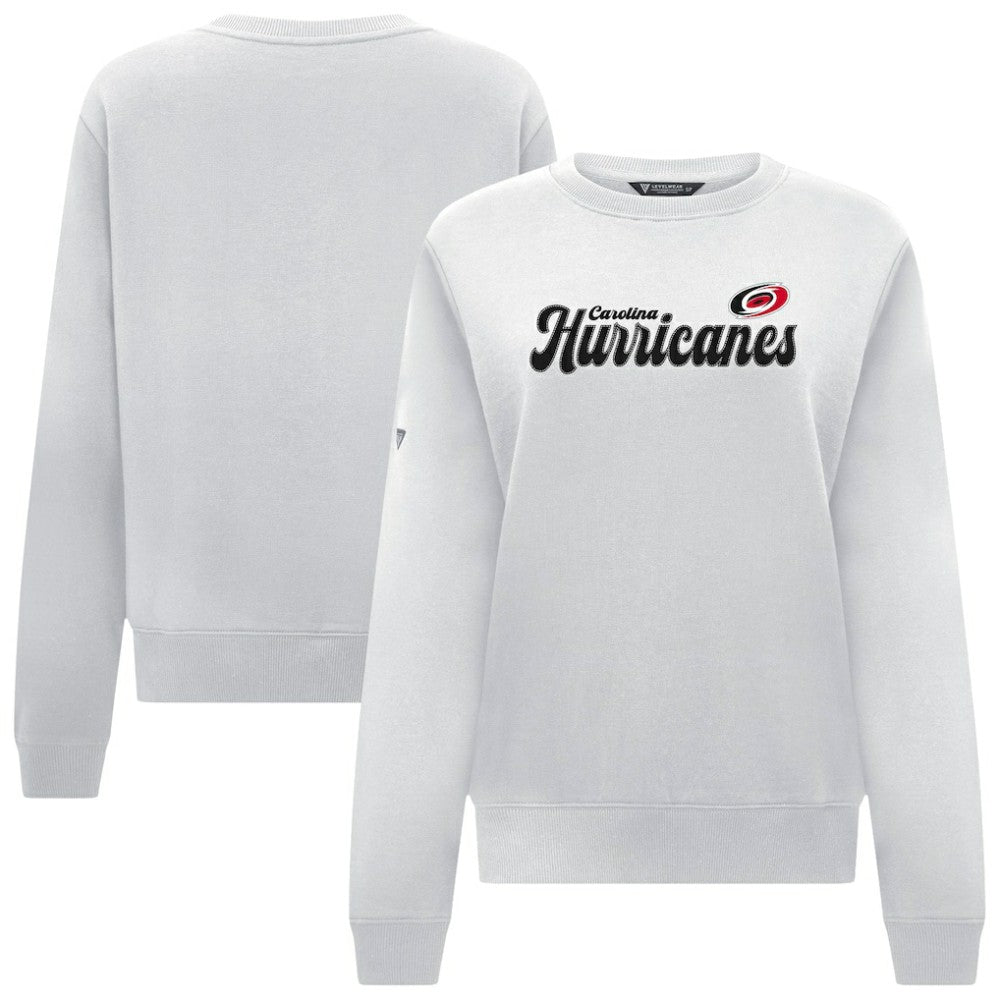 Carolina Hurricanes Levelwear Women's Yvette Big Script Tri-Blend Sweatshirt - White - NHL
