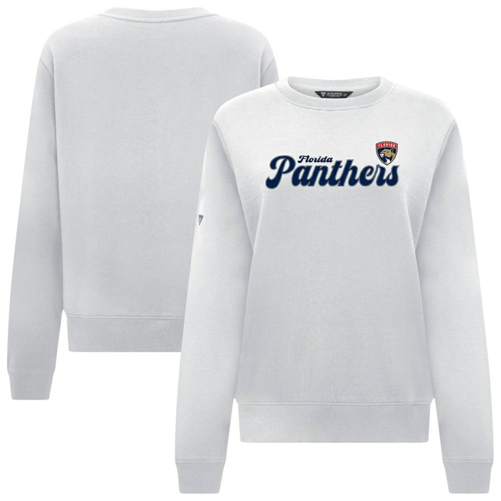Florida Panthers Levelwear Women's Yvette Big Script Tri-Blend Sweatshirt - White - NHL