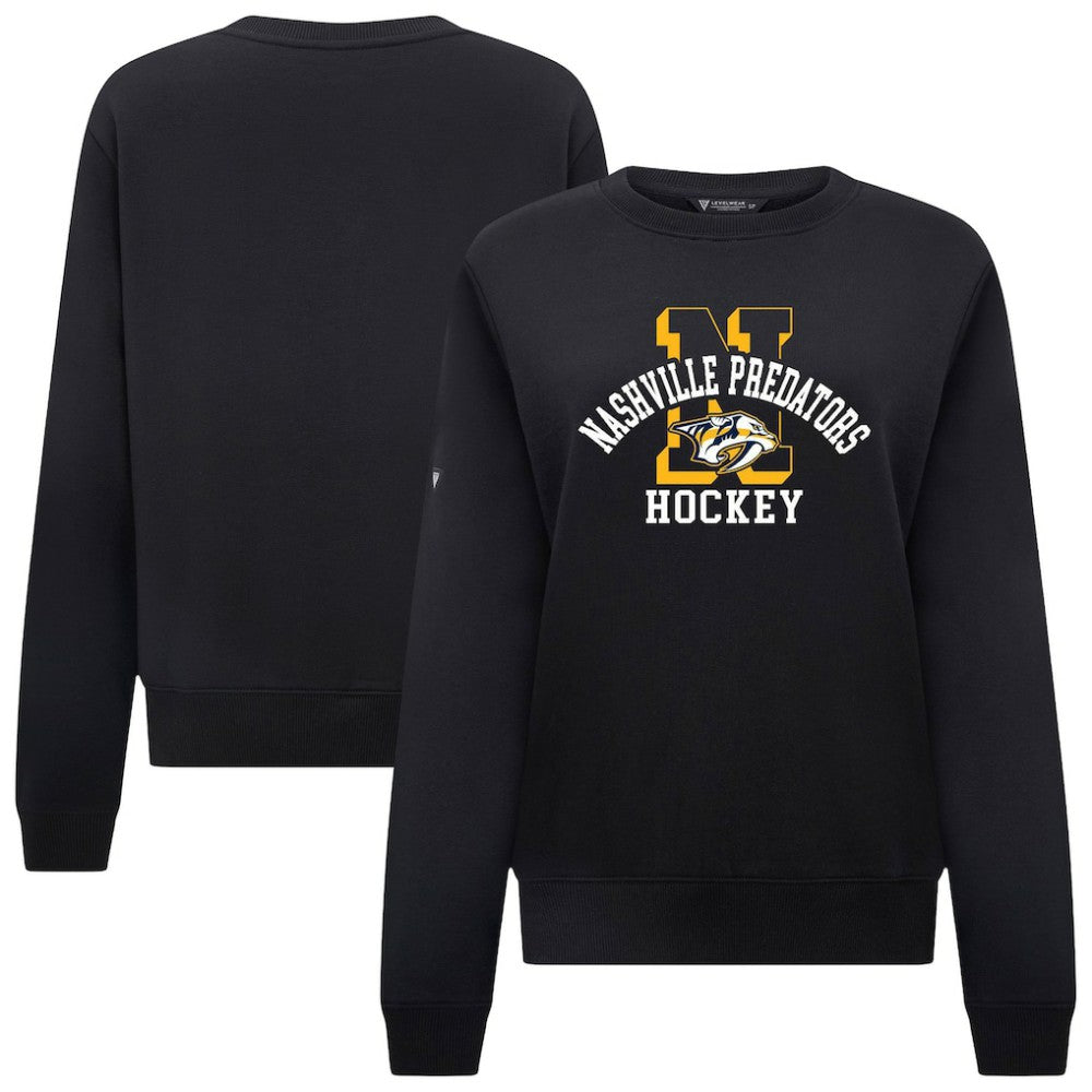 Nashville Predators Levelwear Women's Yvette Limelight Big Letter Sweatshirt - Black - NHL