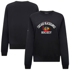 Chicago Blackhawks Levelwear Women's Yvette Limelight Big Letter Sweatshirt - Black - NHL