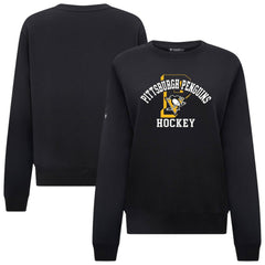 Pittsburgh Penguins Levelwear Women's Yvette Limelight Big Letter Sweatshirt - Black - NHL