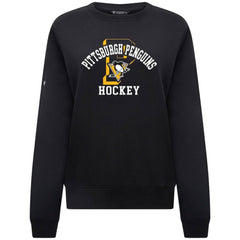 Pittsburgh Penguins Levelwear Women's Yvette Limelight Big Letter Sweatshirt - Black - NHL