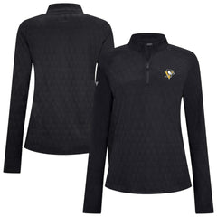 Pittsburgh Penguins Levelwear Women's Spike Raglan Quarter-Zip Top - Black - NHL