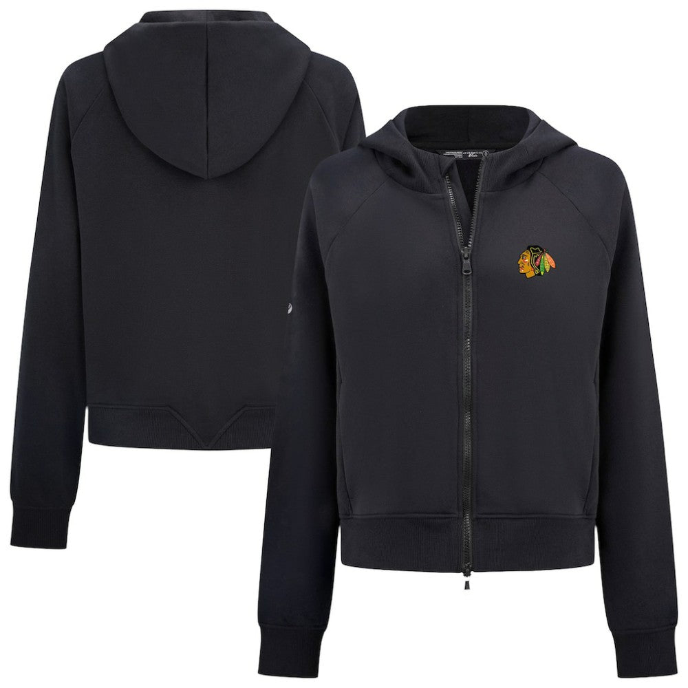 Chicago Blackhawks Levelwear Women's Judd Raglan Full-Zip Hoodie - Black - NHL