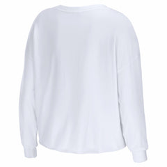 New England Patriots WEAR by Erin Andrews Women's Super Bowl LX Cropped Long Sleeve T-Shirt White | NFL