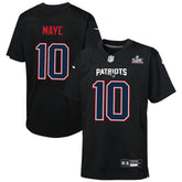 Drake Maye New England Patriots Youth Super Bowl LX Patch Carbon Fashion Game Jersey Black | Nike for Sale