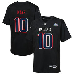 Drake Maye New England Patriots Youth Super Bowl LX Patch Carbon Fashion Game Jersey Black | Nike for Sale