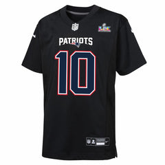 Drake Maye New England Patriots Youth Super Bowl LX Patch Carbon Fashion Game Jersey Black | Nike for Sale