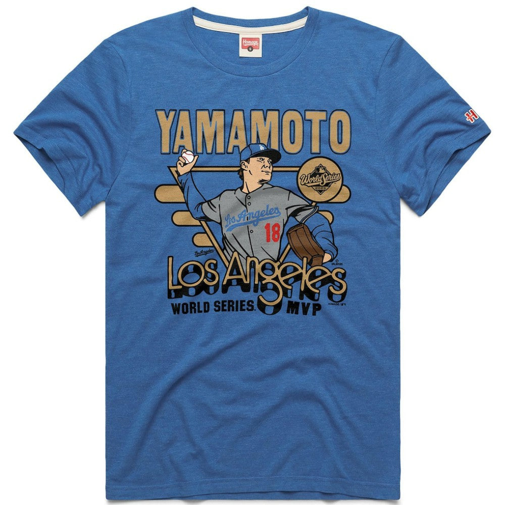 Yoshinobu Yamamoto Los Angeles Dodgers Homage Unisex 2026 Gold Collection World Series MVP Tri-Blend T-Shirt - MLB
