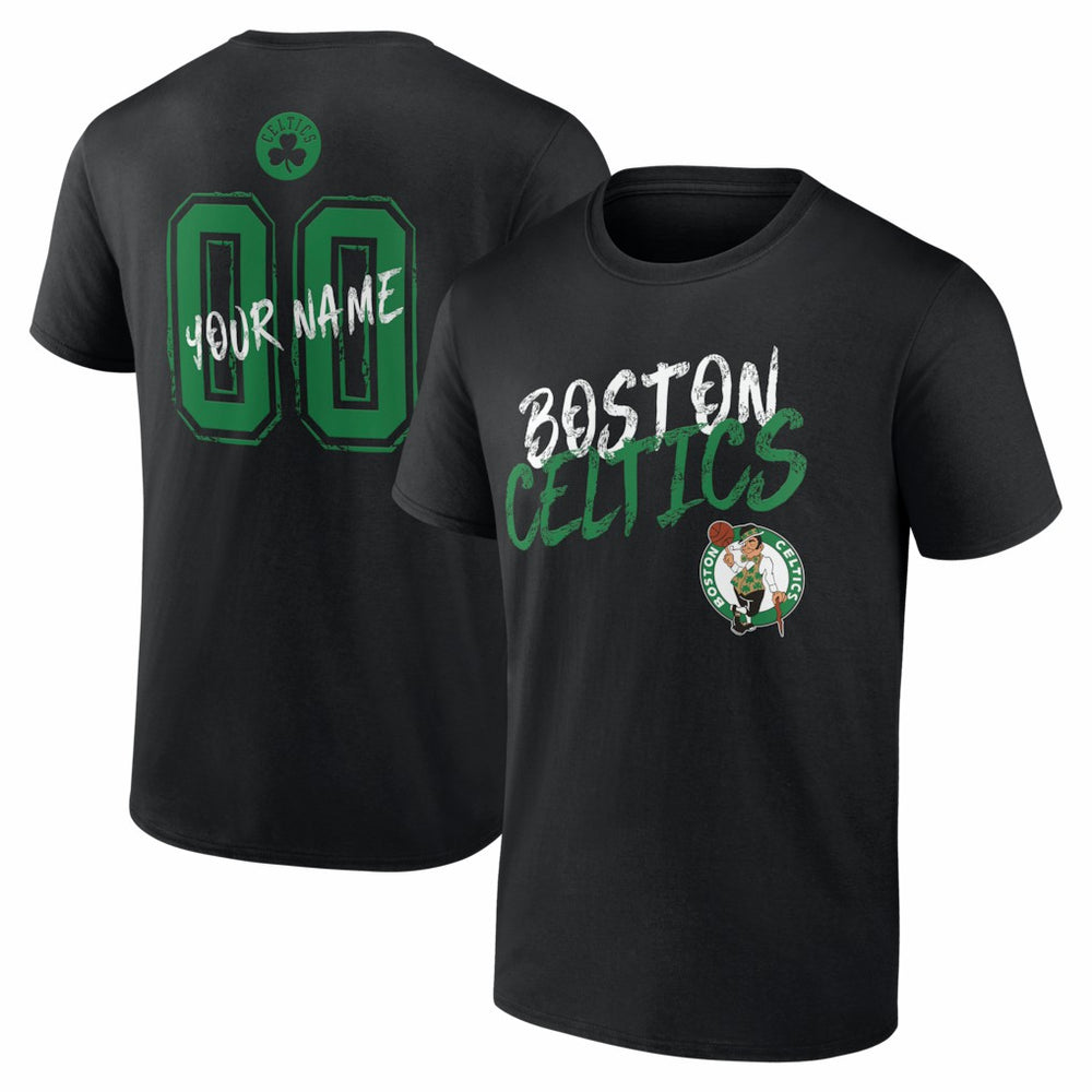 Boston Celtics Big & Tall Hustle Personalized Name & Number T-Shirt Black - NBA