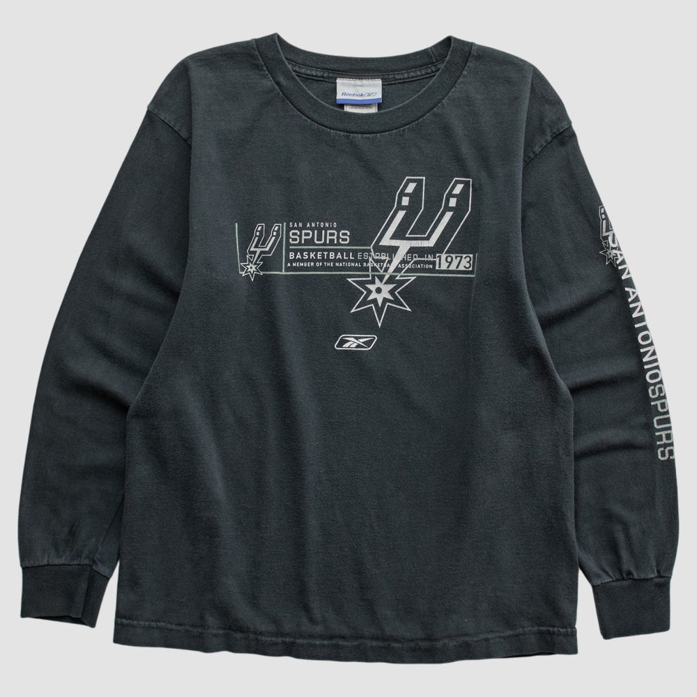 San Antonio Spurs Reebok 2000s Long Sleeve T-shirt Black Vintage - NBA