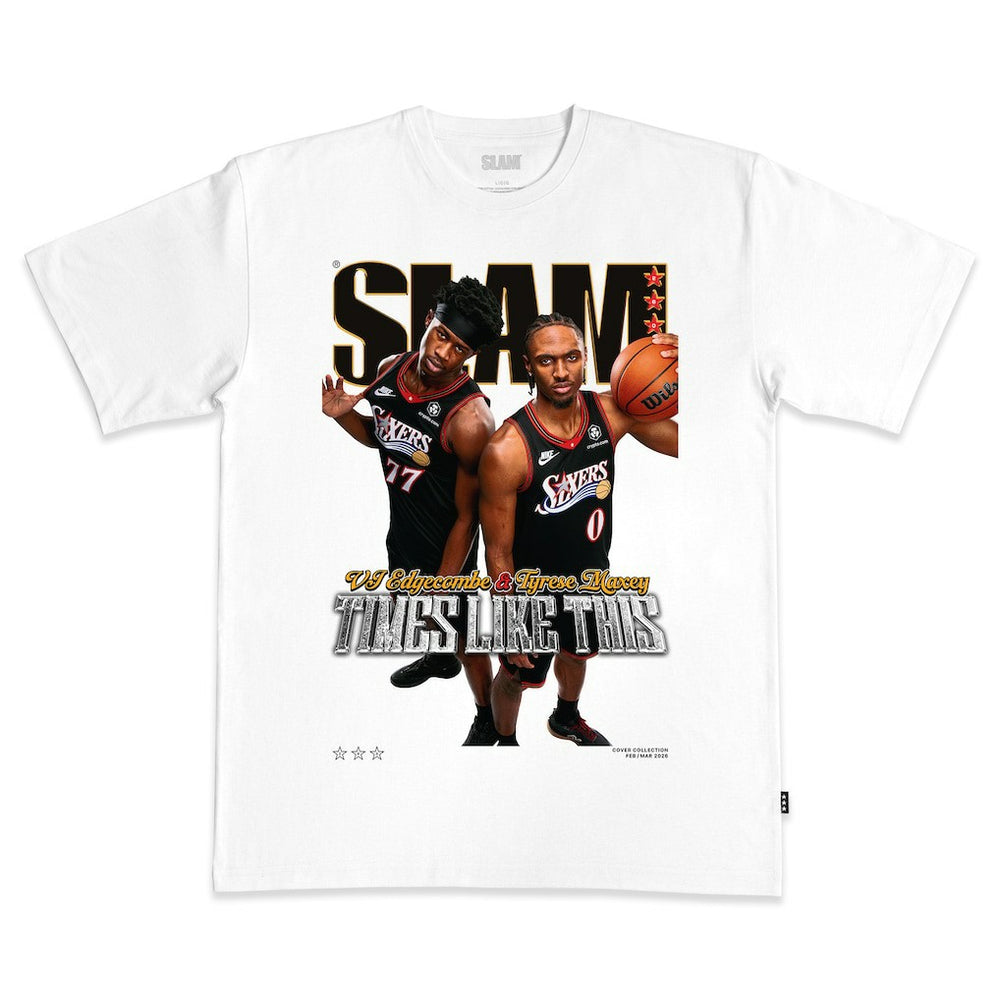 VJ Edgecombe & Tyrese Maxey Philadelphia 76ers SLAM Unisex Cover T-Shirt White - NBA