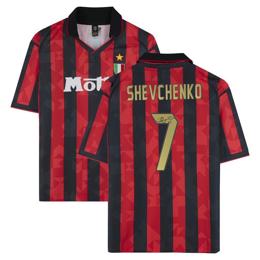 Andriy Shevchenko AC Milan Autographed 1994 Red/Black Home Jersey Icons - FIFA World CUP